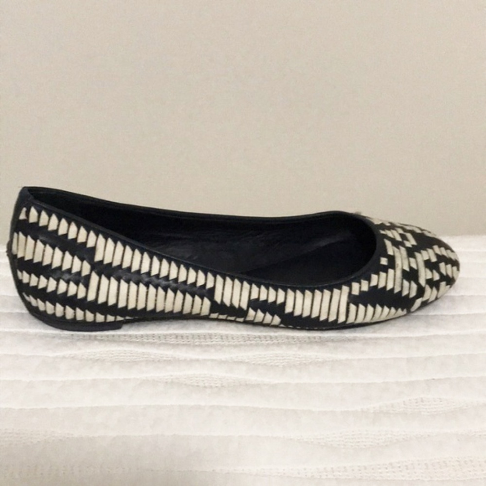 Tory Burch woven black and white ballet flat